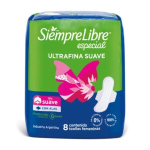 Toallas Femeninas Siempre Libres Especial Ultrafina Suave C/Alas 8 u