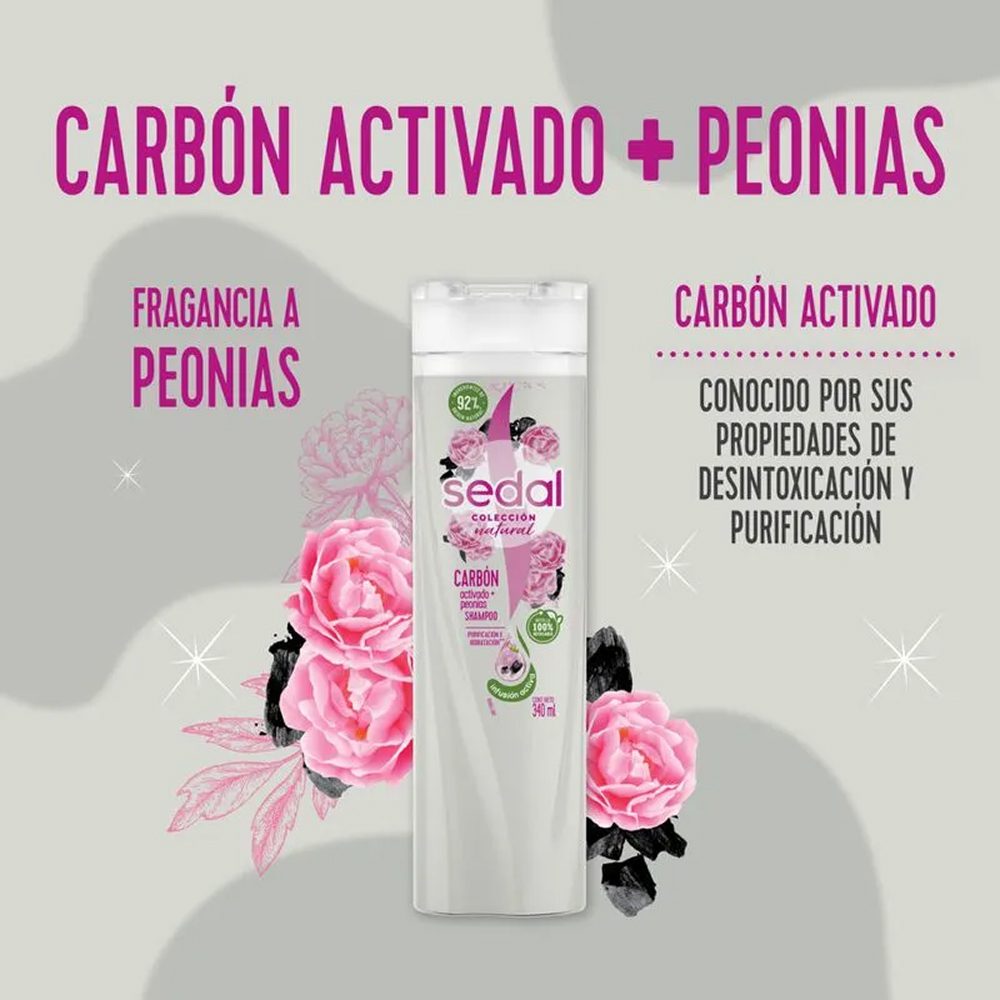 Acondicionador Sedal Carbón Activado Y Peonias 340 ml - Imagen 6