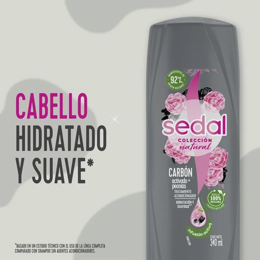 Acondicionador Sedal Carbón Activado Y Peonias 340 ml - Imagen 5