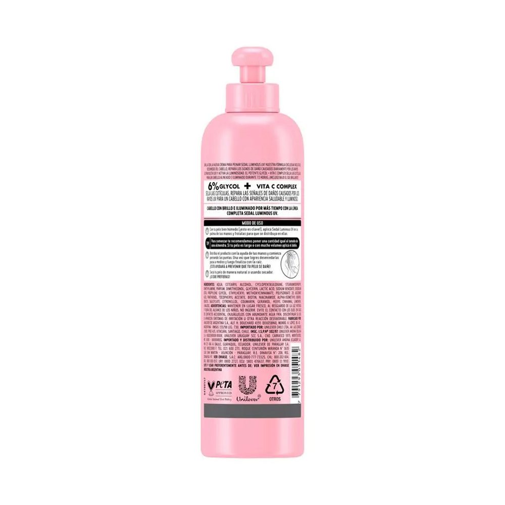 Crema para Peinar Sedal Luminous UV 300 ml - Imagen 2