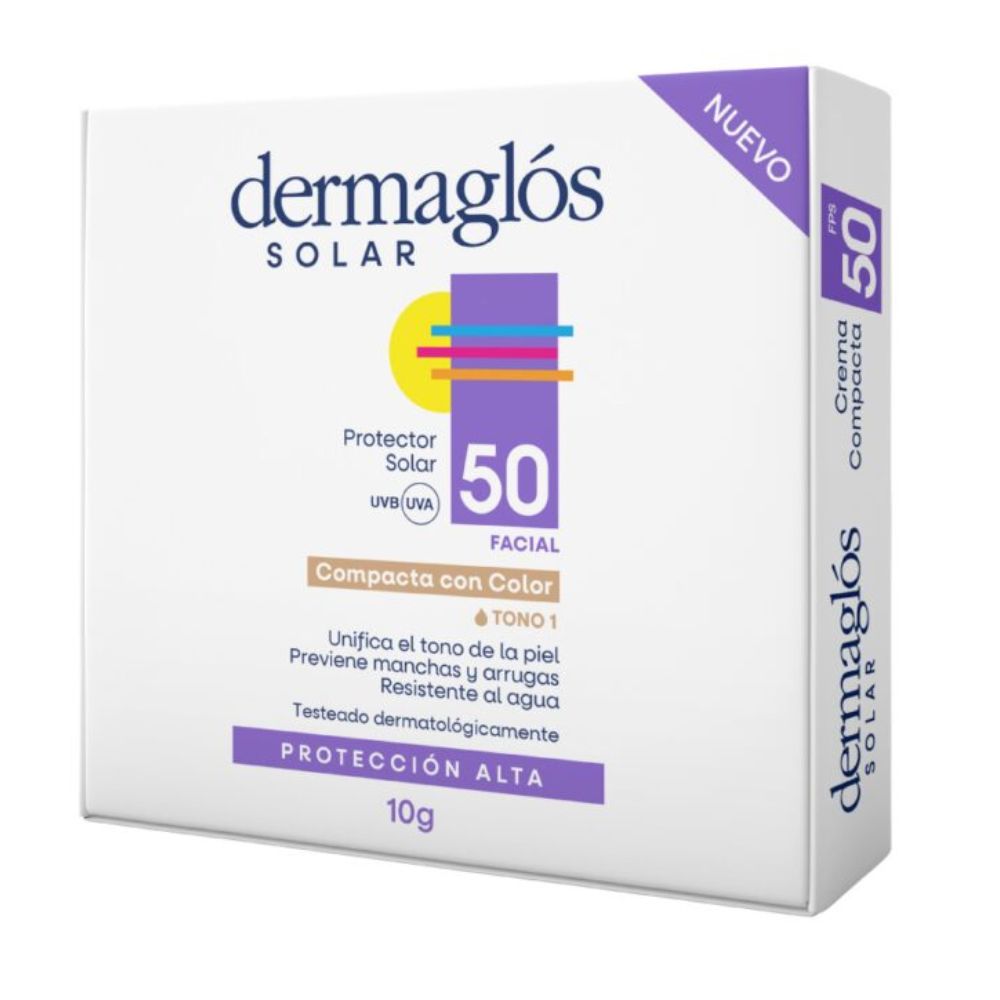 Protector Solar Facial Dermaglos Compacto Fps 50 Tono 1 10 g - Imagen 3