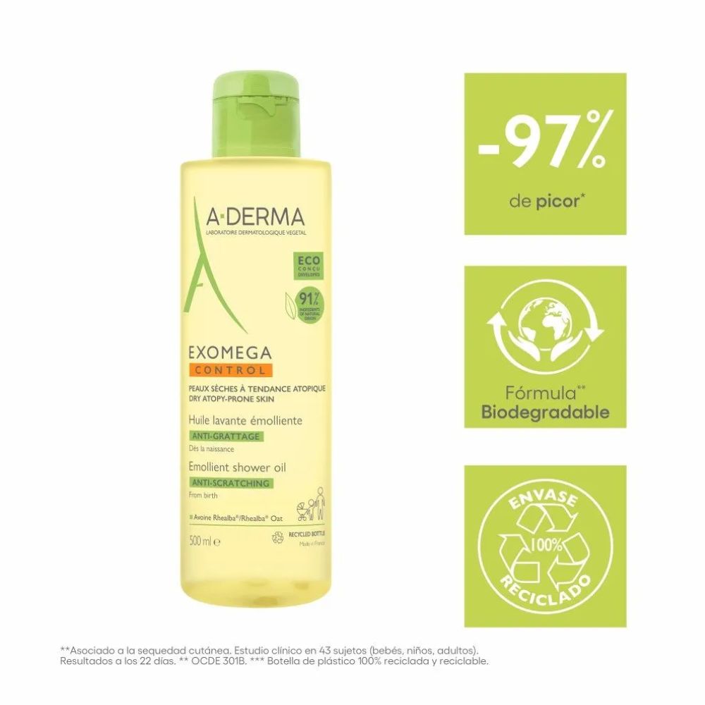 Aceite Limpiador Emoliente A-Derma Exomega Control 500 ml - Imagen 3