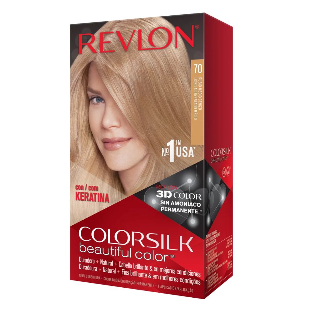 Tintura Revlon Colorsilk Beautiful Color 70 Rubio Medio Cenizo
