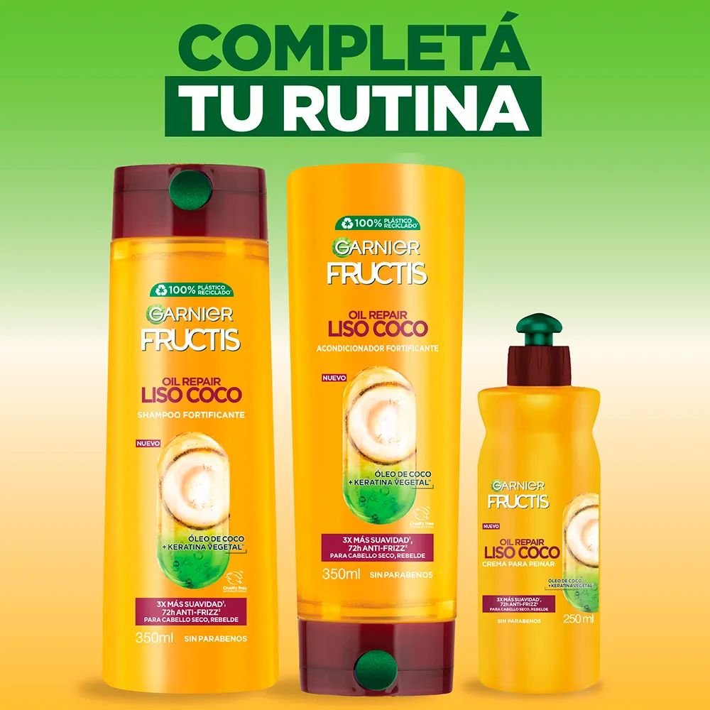 Crema Para Peinar Garnier Fructis Oil Repair Liso Coco 250 ml - Imagen 6