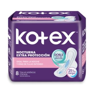 Toallas Femeninas Kotex Nocturna Extra Proteccion C/Alas 8 u