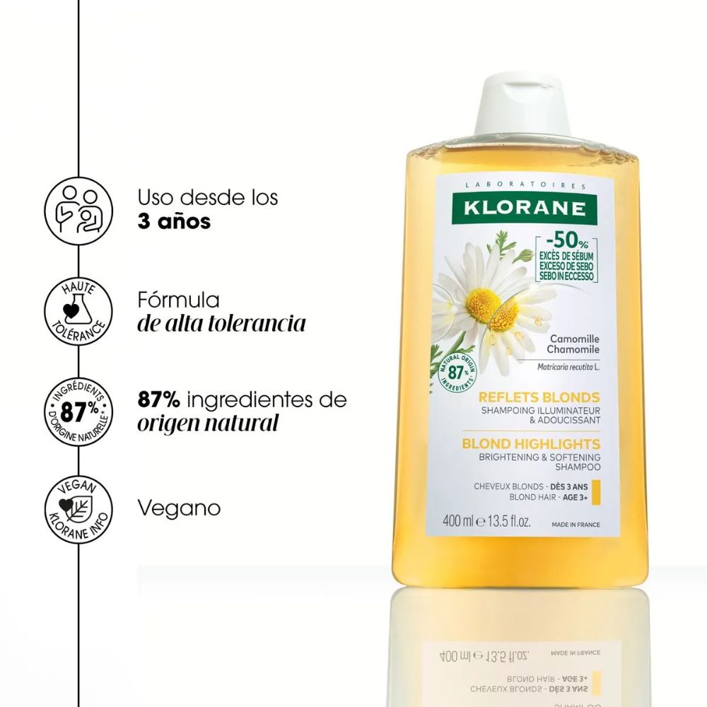 Shampoo Klorane Camomila 400 ml - Imagen 3