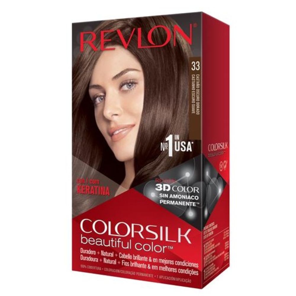 Tintura Revlon Colorsilk Beautiful Color Tono 33 Castaño Oscuro Dorado