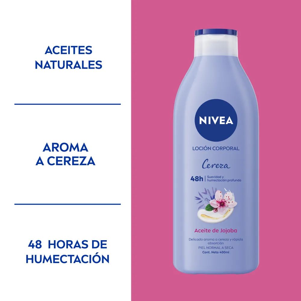 Loción Corporal Nivea Cereza Y Aceite De Jojoba 400 ml - Imagen 3