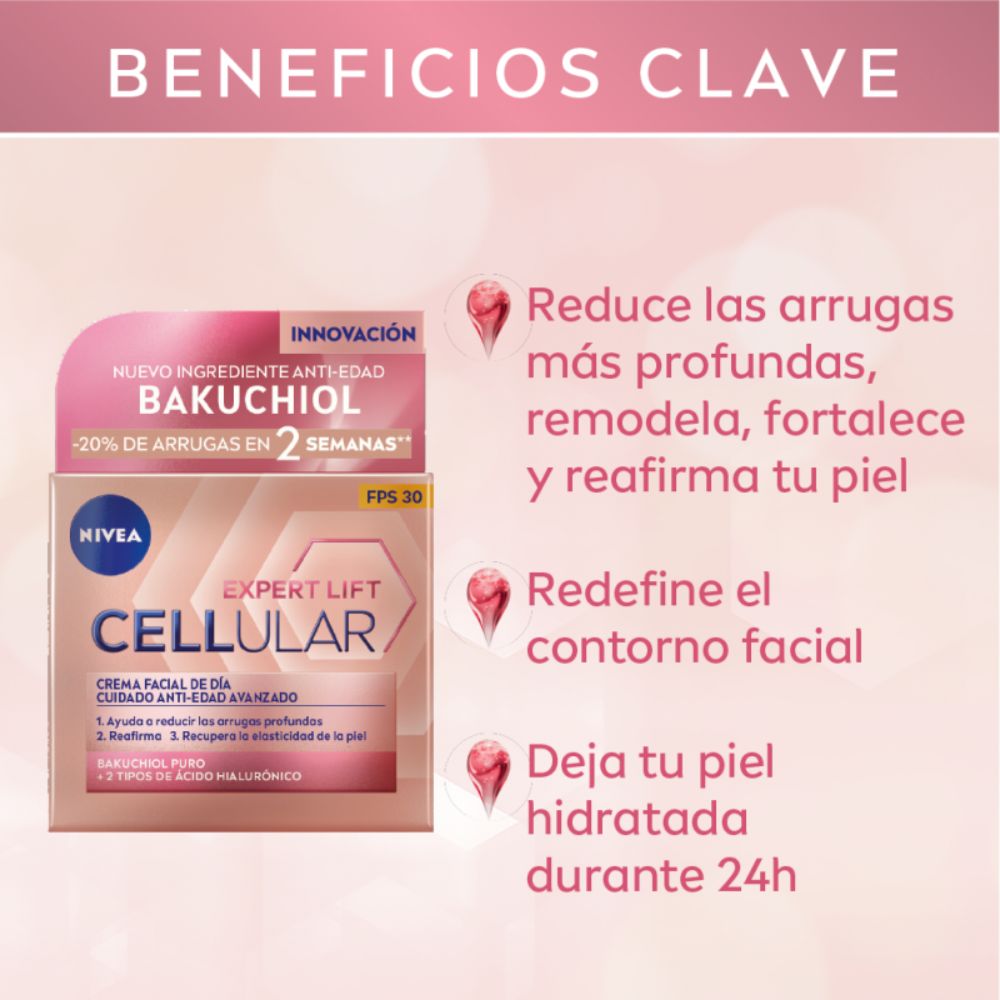 Crema Antiedad Nivea De Día Cellular Lift Expert Antiarrugas Fps 30 50 ml - Imagen 3