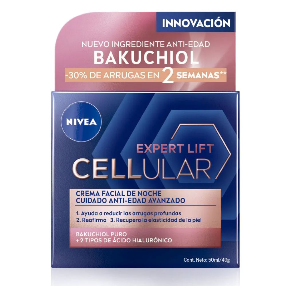 Crema Facial Nivea Antiedad De Noche Cellular Lift Expert Con Bakuchiol 50 ml