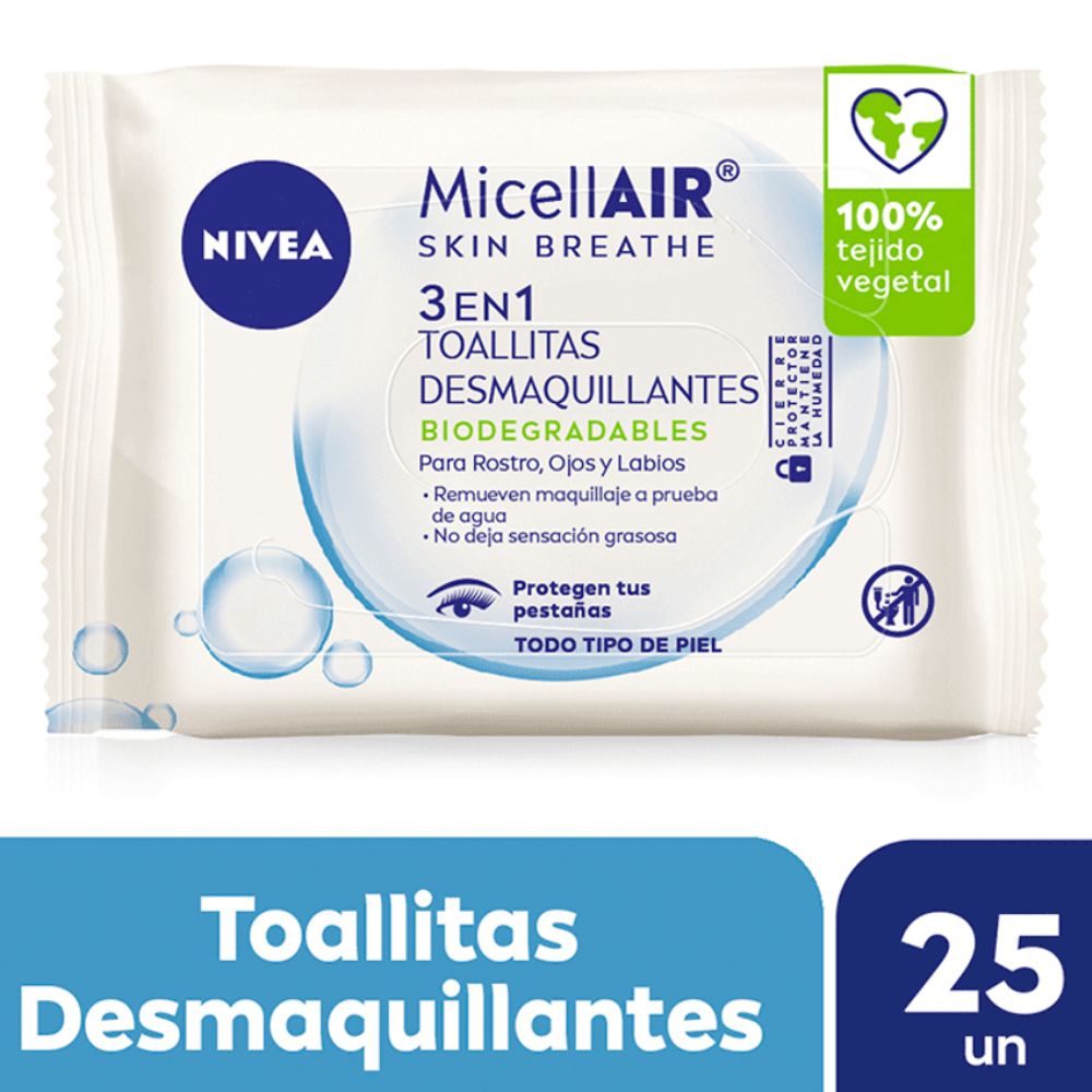 Toallitas Desmaquillantes Nivea 3 En 1 MicellAir x 25 u. - Imagen 2