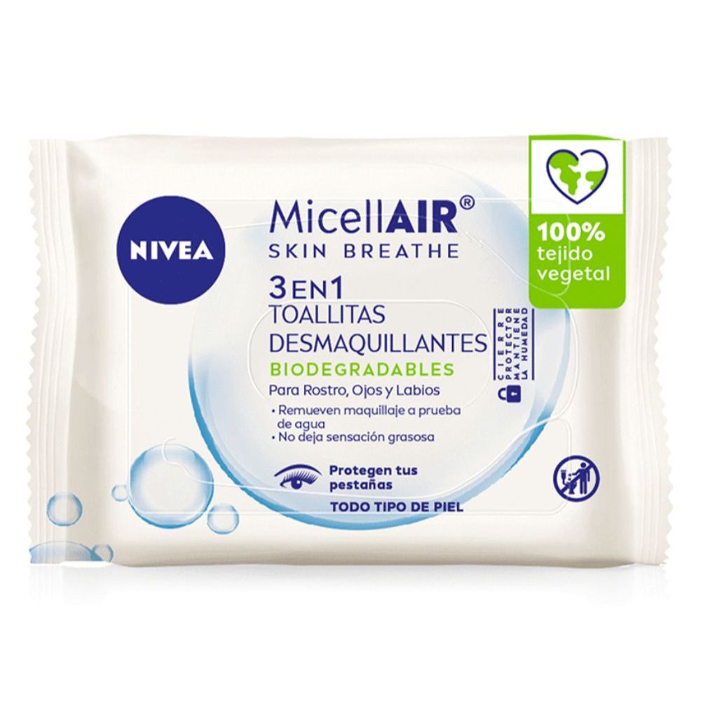 Toallitas Desmaquillantes Nivea 3 En 1 MicellAir x 25 u.