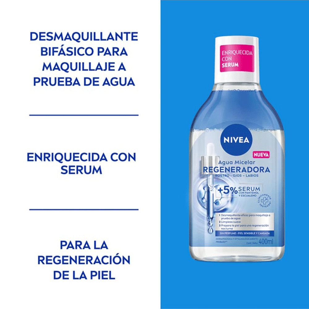 Agua Micelar Nivea Con Sérum Regeneradora 400 ml - Imagen 3