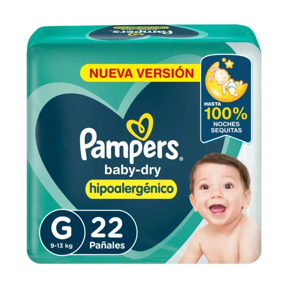 Pañales Pampers Babydry Hipoalergénico G 22 U