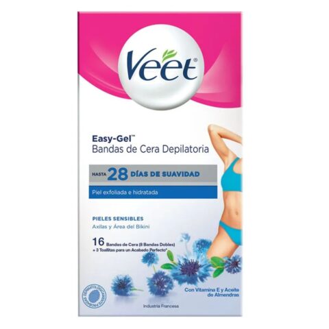 Bandas Depilatorias Veet Easy Gel Axilas Y Bikini Piel Sensible 16 u