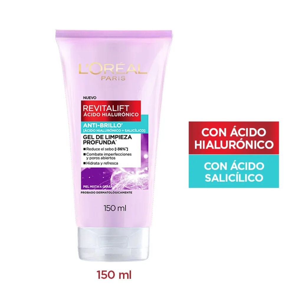 Gel De Limpieza L'Oreal París Revitalift Anti Brillo 150 ml - Imagen 2