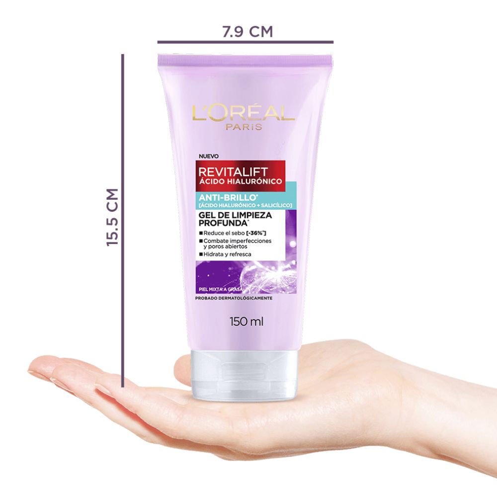 Gel De Limpieza L'Oreal París Revitalift Anti Brillo 150 ml - Imagen 3