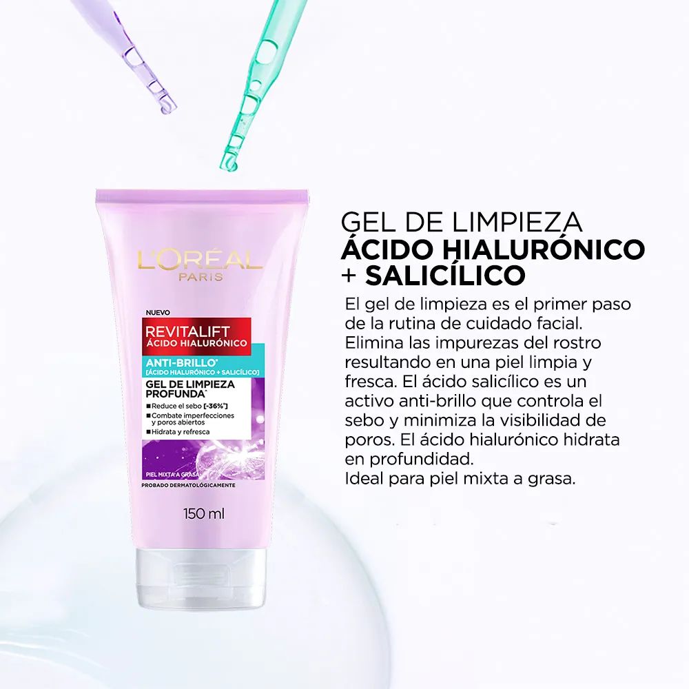 Gel De Limpieza L'Oreal París Revitalift Anti Brillo 150 ml - Imagen 5