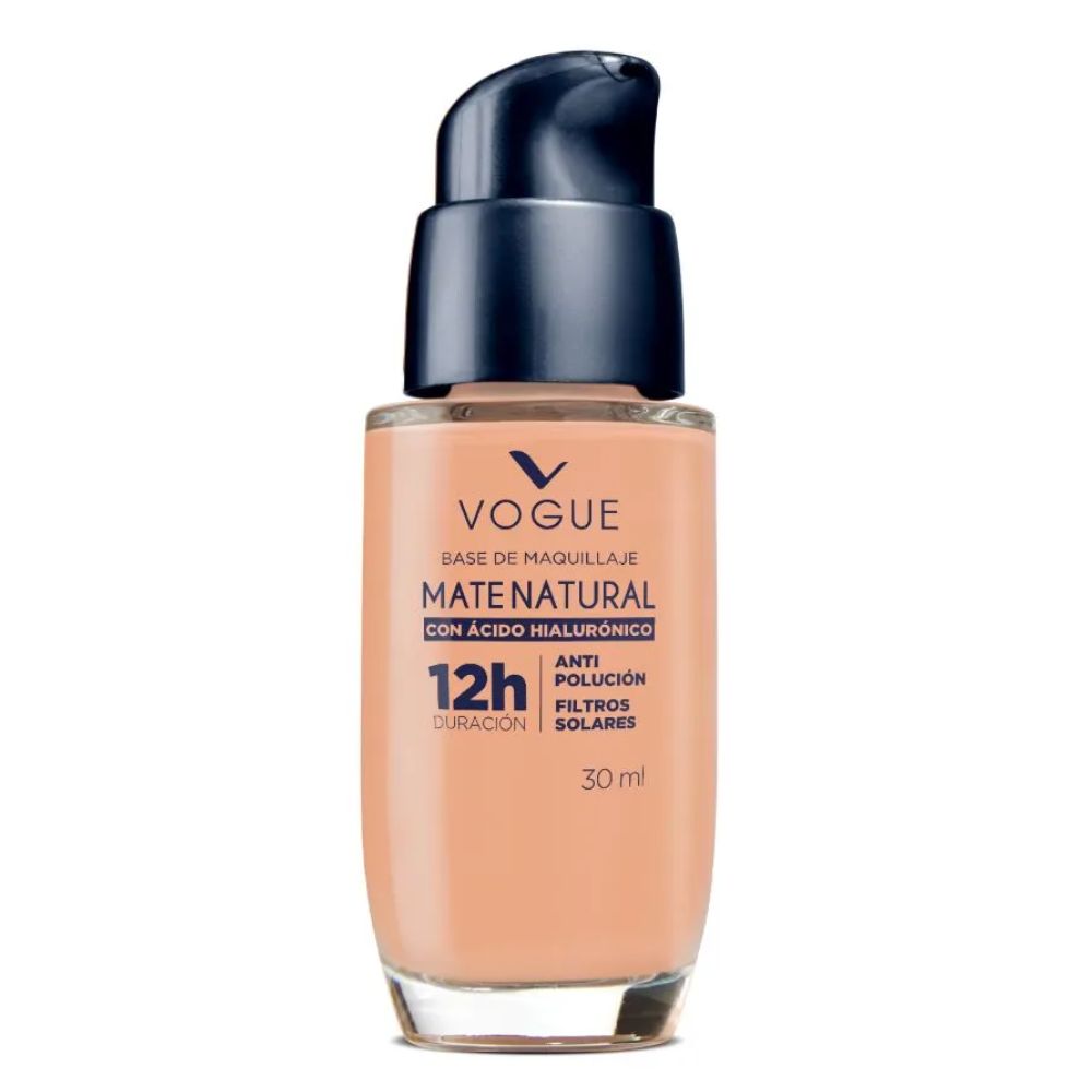 Base De Maquillaje Vogue Mate Natural Tono Arena 30 ml