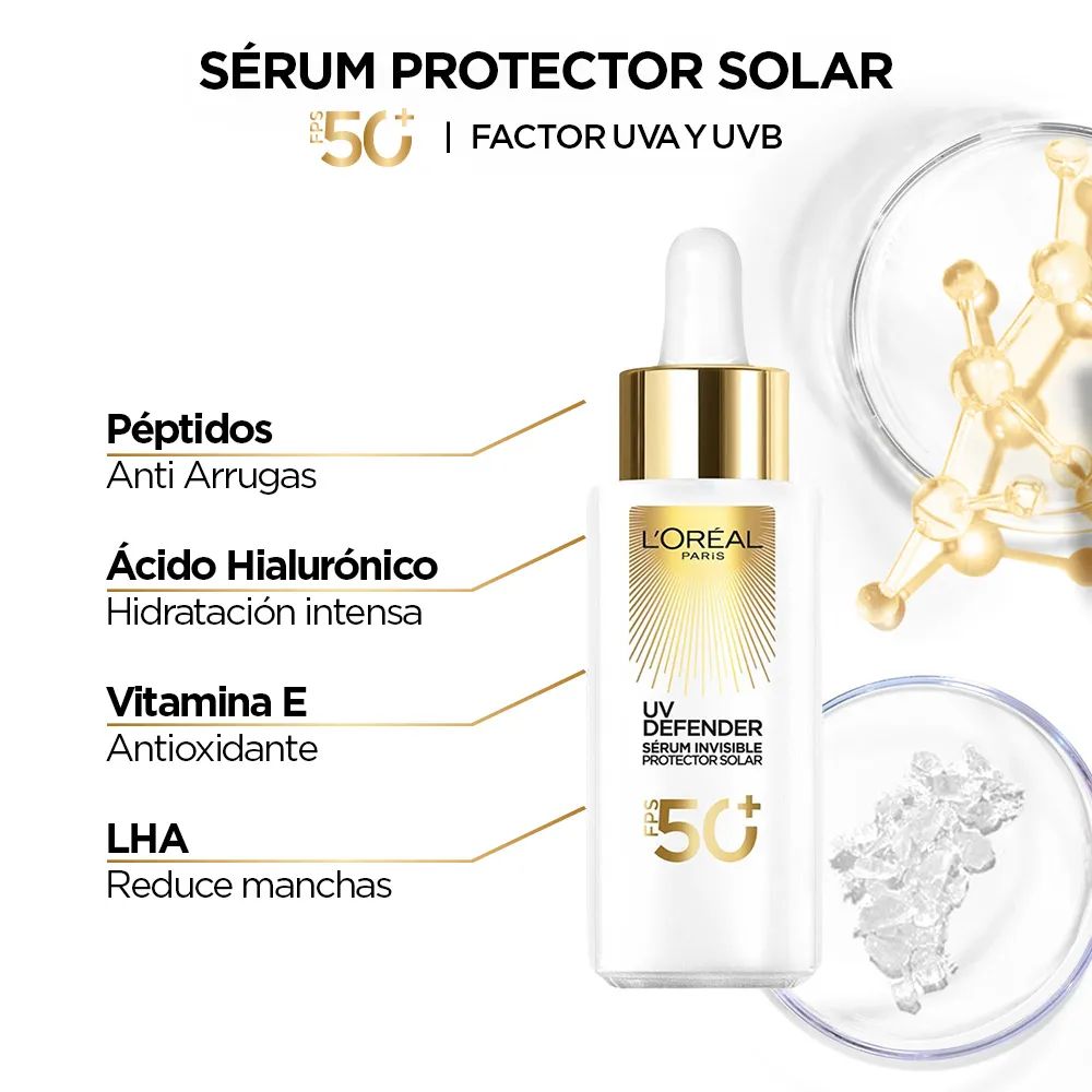 Protector Solar L'Oreal Paris Uv Defender Sérum Invisible Fps 50 ml - Imagen 5