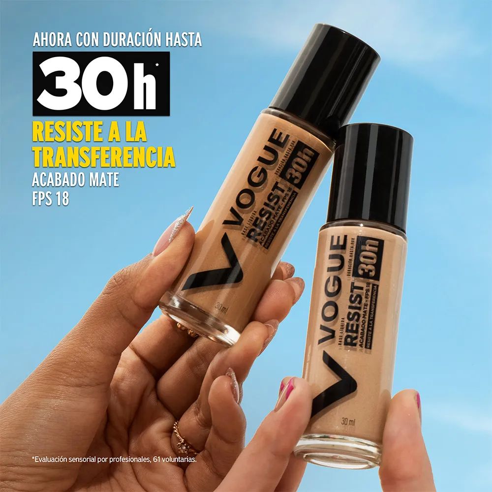 Base De Maquillaje Vogue Resist Tono Avellana Fps 18 30 ml - Imagen 3