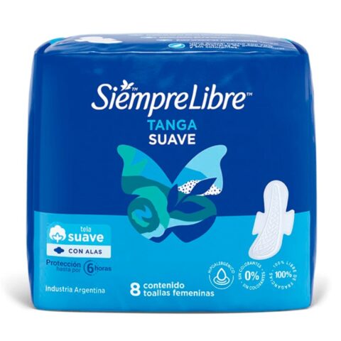 Toallas Femeninas Siempre Libres Tanga Suave C/Alas 8 u