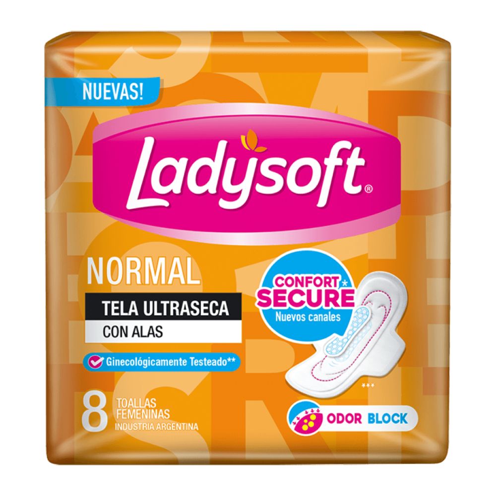 Toallas Femeninas Ladysoft Normal Ultraseca C/Alas 8 u