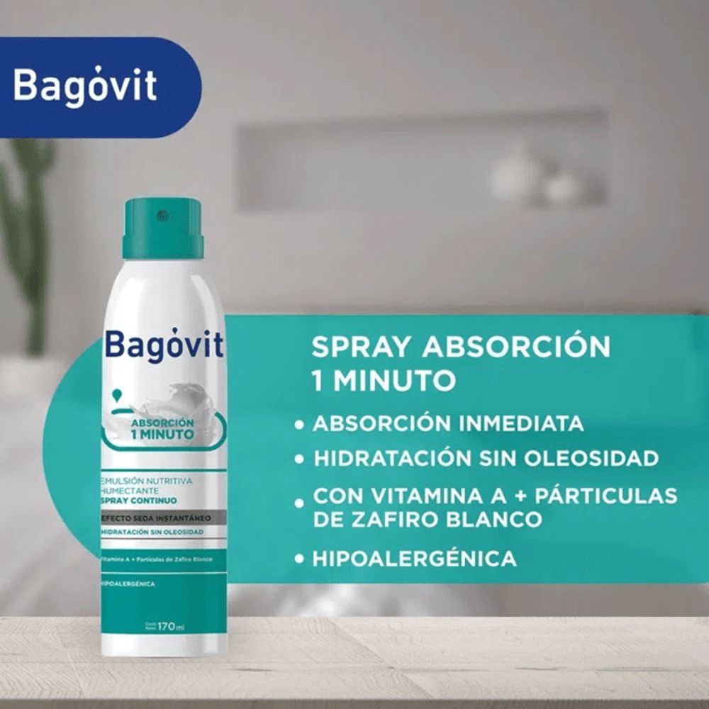 Emulsión Corporal Bagovit A En Spray Efecto Seda 170 ml - Imagen 3