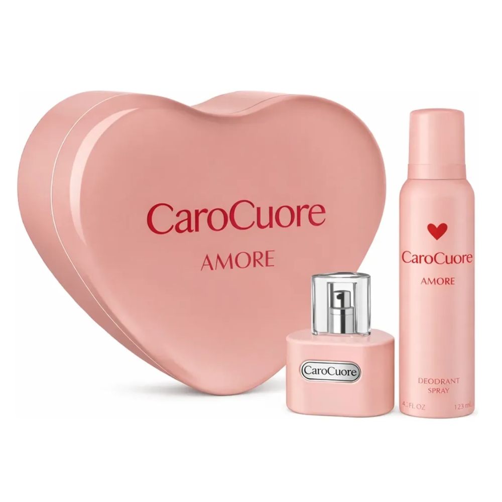 Set Lata Perfume Caro Cuore Amore Edt 60 ml + Desodorante 123 ml