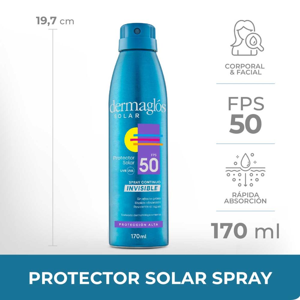 Protector Solar Dermaglós Spray Invisible Fps 50 170 ml - Imagen 2