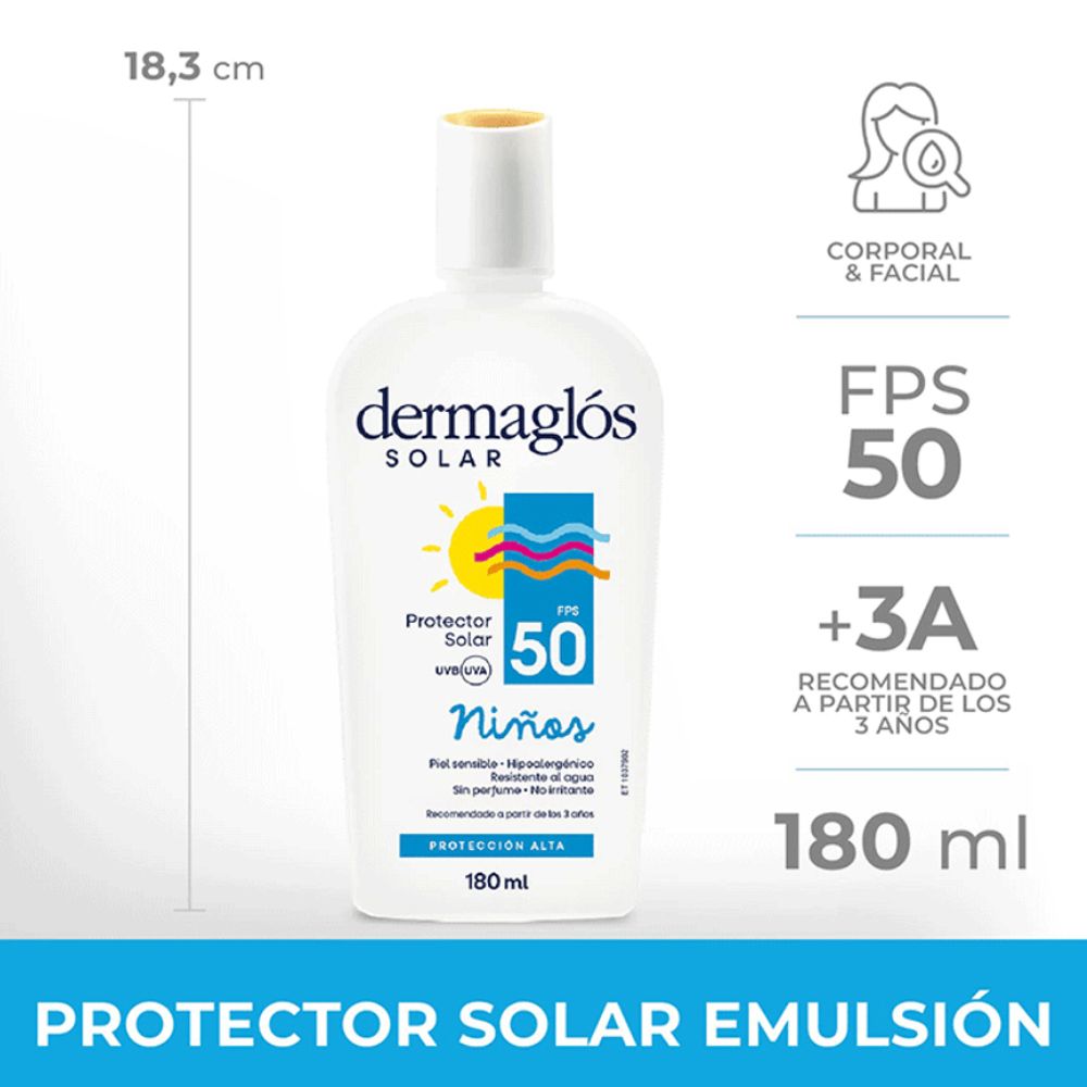 Protector Solar Dermaglós Niños Fps 50 180 ml - Imagen 2