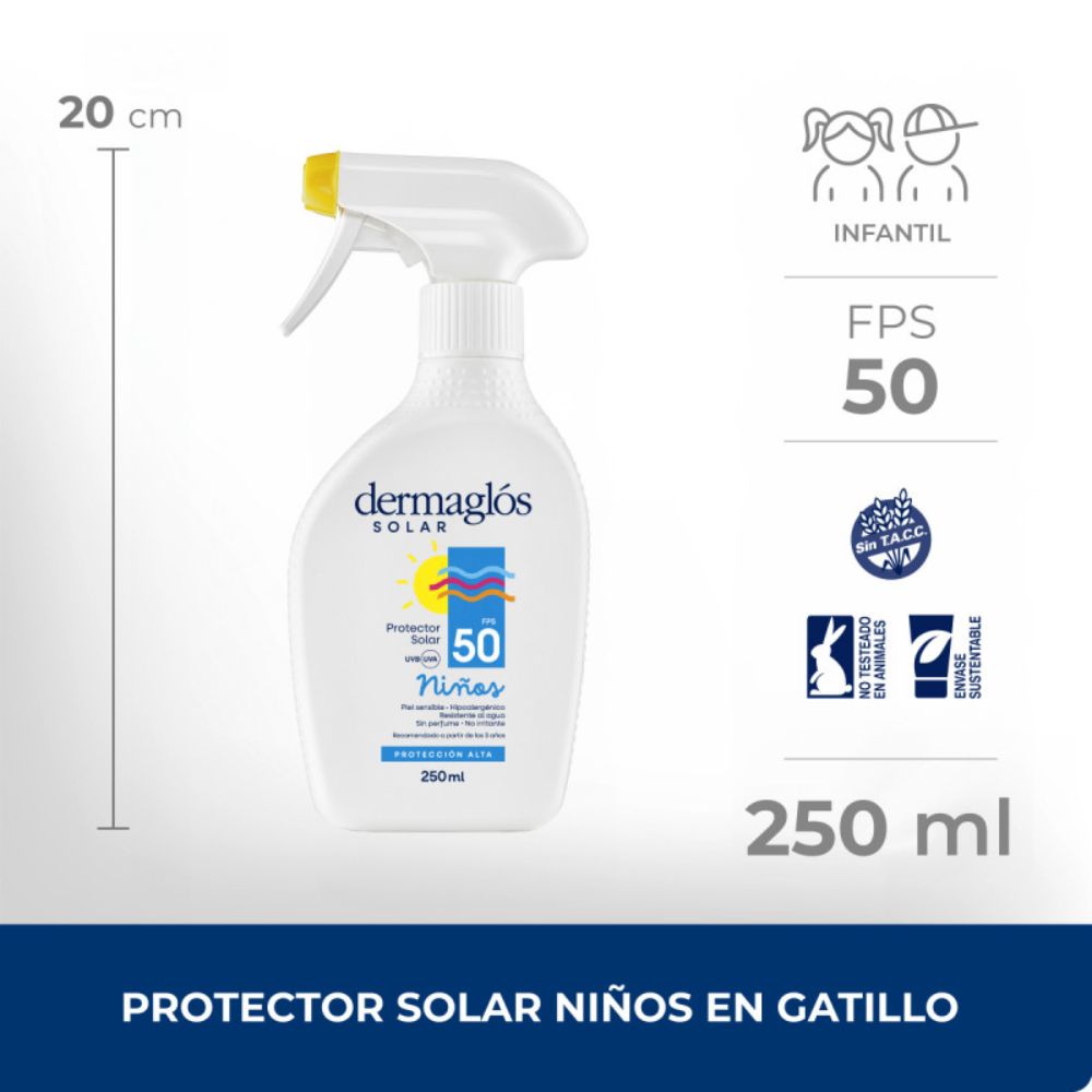 Protector Solar Dermaglós Niños Gatillo Fps 50 250 ml - Imagen 2