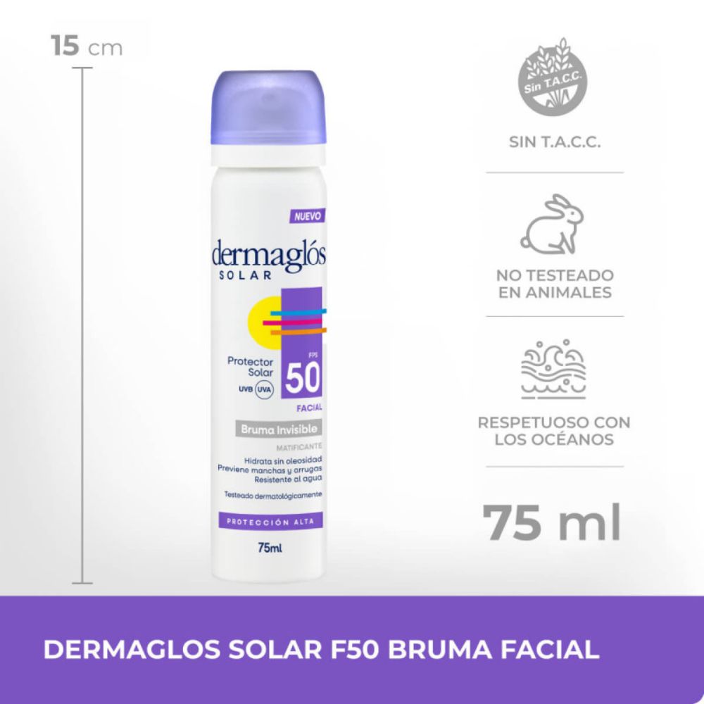 Protector Solar Dermaglós Bruma Invisible Fps 50 75 ml - Imagen 2