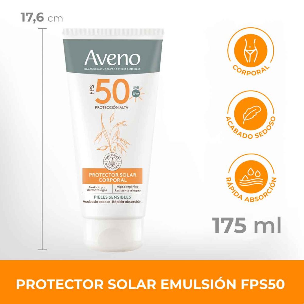 Protector Solar Aveno Emulsión Corporal Fps 50 175 ml - Imagen 2