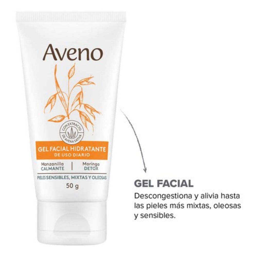 Gel Facial Aveno Hidratante Facial Piel Sensible Mixta 50 g - Imagen 2