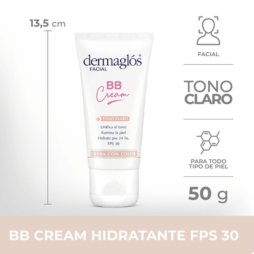 Crema Facial Dermaglos Bb Cream Tono Claro 50 g - Imagen 3