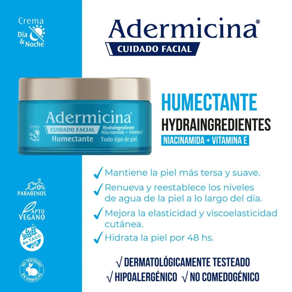 Crema Facial Adermicina Humectante Vitamina E 100 g - Imagen 3
