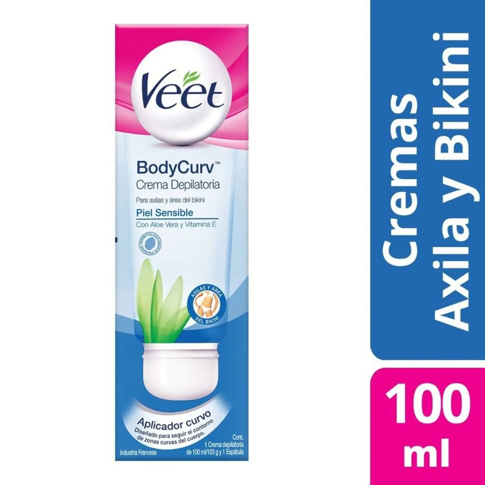Crema Depilatoria Veet BodyCurv Axilas y Área del Bikini Piel Sensible 100 ml - Imagen 3