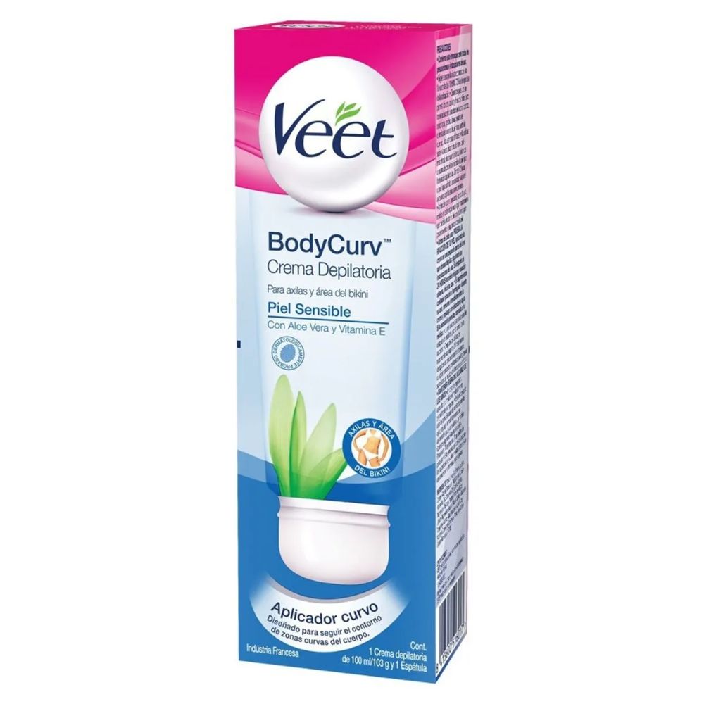 Crema Depilatoria Veet BodyCurv Axilas y Área del Bikini Piel Sensible 100 ml - Imagen 2