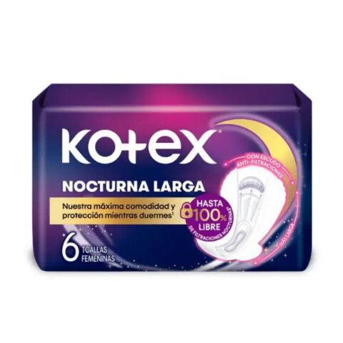 Toallas Femeninas Kotex Extra Protección Nocturno 3D 6 u