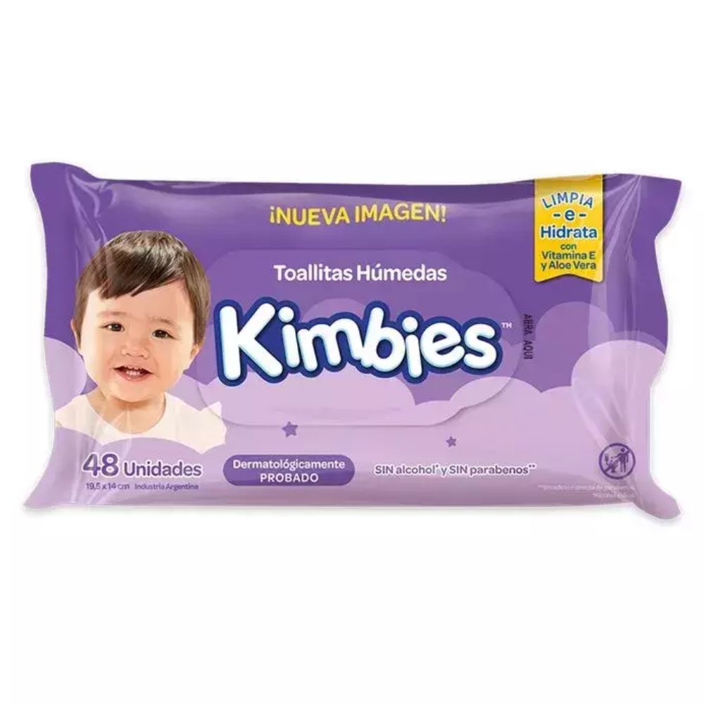 Toallas Húmedas Kimbies Vitamina E Y Aloe Vera 48 u