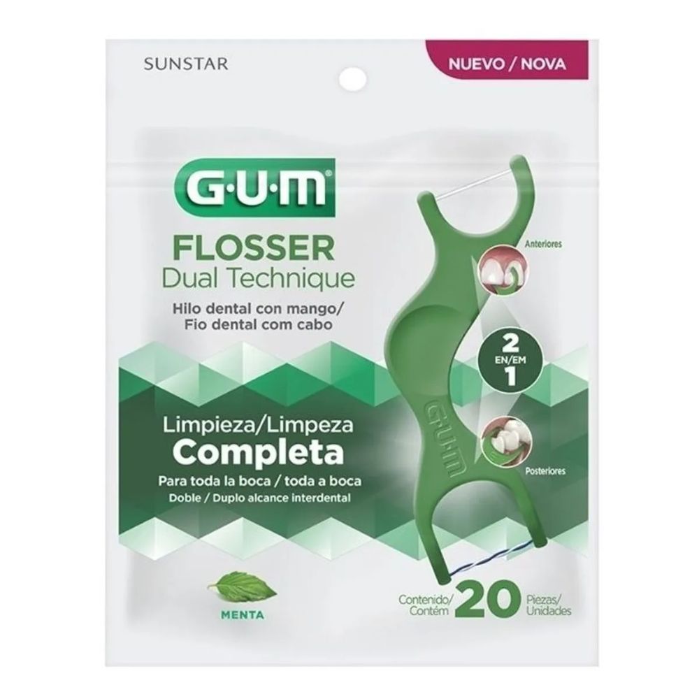 Hilo Dental Gum Dual Technique Flossers 2 en 1 20 u