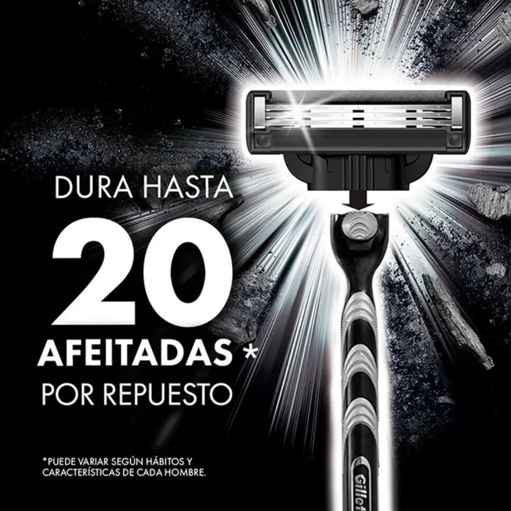 Repuesto Máquina De Afeitar Gillette Mach3 Carbono 4 u - Imagen 4