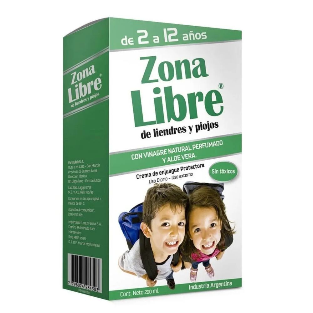 Crema Enjuague Zona Libre Protectora De Piojos Y Liendres 200 ml